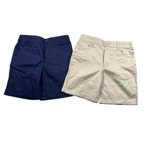 French Toast Boys Uniform Shorts Lot Size 8 Navy Khaki Adjustable Waist NWT